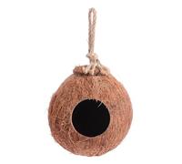 POPETPOP Natural Coconut Shell Hollow Coconut Nest Bird Nest Hanging Birdhouse with Sheltered and Private Nesting for Small Pets and Birds for Balcony Or Kindergarten Decoration