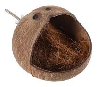 POPETPOP Natural Coconut Shell Parrot Bird House Nest with Side Fixing, Decorative Delicate Bird Cage Accessory for Outdoor and Indoor Use