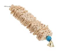 POPETPOP Natural Corn Husk Chew for Birds 26cm Parrot Swing Hanging with Bell Random Color, Pet Chewing Plaything Suitable for Birdcages and Parrot Foraging Supplies