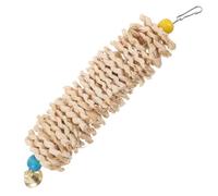 POPETPOP Natural Corn Husk Chewing Bird Toy Khaki Colour Hanging Toy with Bell to Keep Parrots Busy and Satisfied Random Color for Parrots and Pet Birds for Birdcage Hanging