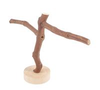 POPETPOP Natural Grape Vine Bird Perch Stand for Parrots with 2 Horizontal Bars, 20cm Height Wooden Claw Grinding Stick for Budgies, Lovebirds, Cockatiels Cage Accessory