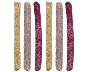 POPETPOP Natural Grass Meal Chew Sticks 6pcs Teeth Grinding and Regulating Treats for Rabbits and Bunnies Suitable for Small Pets and Dwarf Hamsters