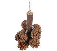 POPETPOP Natural Parrot Toy Pine Cone Foraging Hanging Bird Chew Toy Parrot Cage for Parakeets