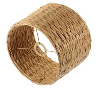 POPETPOP Natural Seagrass Fiber Woven Drum Lamp Shades Offering Eye Comfort, Rustic Braided Lampshades for Table and Hanging Lamps in Living Rooms and Restaurants