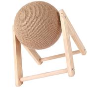 POPETPOP Natural Sisal Cat Scratch Ball with Wooden Core for Cats Sturdy Globe Shape Prevents Furniture Scratching, for Balcony and Garden Play