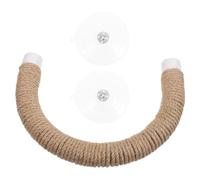 POPETPOP Natural Wood Parrot Perch Stand with Jute Rope Ladder U-shaped Bird Climbing Platform and Chew for Parakeets and Small Birds, Birdcage Accessory