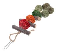 POPETPOP Natural Wooden Chew Snack for Small Pets - Rabbit, Hamster Guinea Pig Teeth Grinding Treat with Wood, Corn Core Grass Ball - Pet Cage Hanging Oral Chewing for Healthy Biting