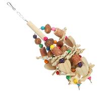 POPETPOP Natural Wooden Foraging Hanging for Macaw and Small Parrots, Wear-resistant Bird Chewing Plaything that Can be Fixed on Pet Cage, Bird Bite for Cage Entertainment