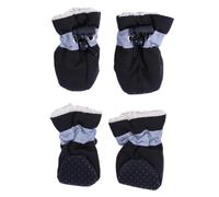 POPETPOP Non-slip Dog Shoes for Small and Large Dogs, Black Corduroy Warm Pet Boots with Soft Lining to Protect Paws, for Walking on Beach and Deck in Cold Weather