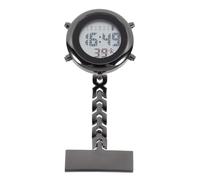 POPETPOP Nurse Watches for Women: Metal Digital Clip on Watch with Alarm, Clock, Date, Week, Stopwatch for Nurses Doctors (Black)