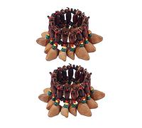 POPETPOP Nut Shell Wrist Bell Bracelet 2pcs African Tribal Style Handbells Percussion Instrument Toy Dance Wrist Ornaments for Women Cultural Music Accessories