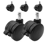 POPETPOP Office Chair Wheels Replacement 5Pcs PU Brake Narrow Frame Swivel Casters for Hardwood Floors Carpet Laminate -In 2-Inch Diameter Suitable for Desk Chairs