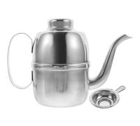 POPETPOP Oil Strainer Pot, Grease Can, 14oz Stainless Steel Storage Bottle with Filter Mesh, Silver, for Soy Sauce and Juice, Kitchen Use, for Those Whom Love to Cook and Those Whom