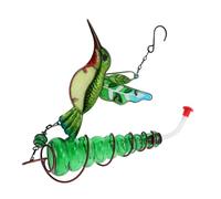 POPETPOP Outdoor Hanging Glass Hummingbird Feeder with Iron Hook Painted Glass Design Weather Resistant Bird Water Feeder for Garden and Trees