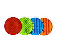 POPETPOP Outdoor PET Feeding Mat Silicone Slow Eating Cushion for Dogs Round Design Orange for Reducing Bloat and Promoting Healthy Eating