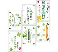 POPETPOP Paper Greeting Cards Assorted Colour Party Cards St Patrick's Day with Envelopes Set Featuring Delicate Patterns and Blessing Words for St Patrick's Day Party