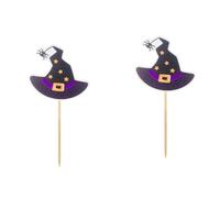 POPETPOP Paper Witch Hat and Cupcake Decor Accessories 12pcs for Halloween Party Cake Toppers Cake Picks and Cheese or Ice Cream Garnish