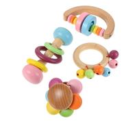 POPETPOP Parrot Cage Supplies 4 Pcs Wooden Educational Chew Flower and Ring Patterns for Small Birds and Parakeets