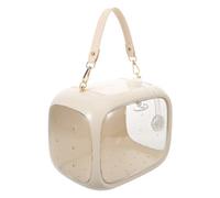 POPETPOP Parrot Carrier Portable Travel Cage Bird Carry Transport Bag Secure Construction Easy to Clean Plastic Beige Outdoor Use for Parrots Budgies