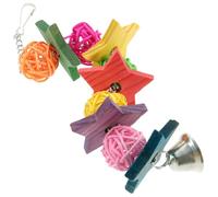 POPETPOP Parrot Chew Toy with Foraging Shredding Wood Hanging Ornament