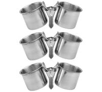 POPETPOP Parrot Feeding Double Cups:3pcs Birdcage Bird Water Feeder Dishes Food Bowl - Parrot Stainless Steel Food Water Bowls with Clip for Parrots Macaws Steel Birdcage Bowls