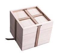 POPETPOP Paulownia Small Wooden Box Box Retro Khaki Color with Cotton Lining Protect Fragile Articles Collection and Packaging for Teacup Storage
