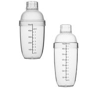 POPETPOP PC Cocktail Shaker Set 2pcs 530cc and 700cc Capacity with Scale Freezing-Proof and Time Saver Milk Tea Tool for Home Bar and Party Use