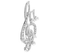POPETPOP Pearl-Accented Treble Clef Brooch Pin Silver Music Note Lapel Pin for Women’S Coats and Knitwear