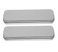 POPETPOP Pencil Cases Metal Pencil Boxes Tinplate 2pcs Silver with Upward Opening Lid, Rectangle to Store Pens and Makeup Brushes for School Stationery Supplies