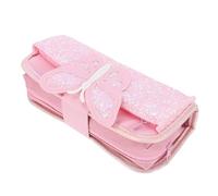 POPETPOP Pencil Stationery Case Oxford Cloth and Pu Material with Easy to Carry for Large Capacity Pink Featuring Insert Storage Design, for Organising Small Items and Rulers for Students