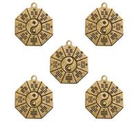 POPETPOP Pendants Charms Eight-diagram 5pcs Retro Decor Key Ring Brass Multipurpose Exorcism for and Golden Finish Craft DIY Making Handicraft