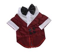 POPETPOP Pet Apparel Dog Suit in Red Brown Stylish Gentleman Garment for Formal Events