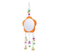 POPETPOP Pet Bird Toy Suitable for Birds and Chickens for Cage Decoration Stainless Steel and Acrylic Materials Hanging Mirror with Bells Resistant to Biting
