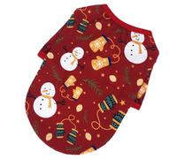 POPETPOP Pet Coat Dog Christmas Clothes Elegant Cotton Snowman Pattern Red Christmas Pet Costume Party Outfit for Dog