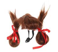 POPETPOP Pet Cosplay Wig for Dogs Comfortable Festival Headdress for Halloween Christmas Cosplay Parties with Bow for Dogs