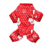 POPETPOP PET Costume Dog Jumpsuit Xmas Santa Snowflake Pattern Coat Small Dog Clothes Sweater Red Warm Winter Outfit for Walking
