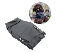 POPETPOP Pet Dog Pu Leather Winter Coat Zip up Warm Vest Windproof Black Size S Cold Weather Apparel for Small Dogs