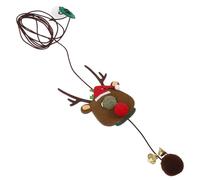 POPETPOP Pet Elk Hanging Door Toy Xmas Style for Indoor Cats Kitten Compact Cat Teasing Toy Elastic Cord and Feather for Playtime
