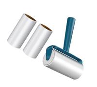 POPETPOP Pet Hair Removal Roller Set 4 Pieces Handle and 3 Sticky Refill Rolls, Portable Lint Cleaning Tool for Removing Cat and Dog Hair from Clothes and Furniture