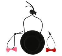 POPETPOP Pet Hat and Bow Tie Set Comfortable Polyester Material 3pcs Adjustable Buckle for Small Animals Including Hedgehogs and Hamsters for Daily Walks and Masquerades