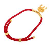 POPETPOP Pet Necklace for Dogs and Cats Collar Rope and Beads Adjustable Red Rope Jewelry for Small Dogs and Cats