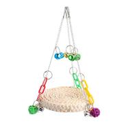 POPETPOP Pet Parrot Hanging Swing with Bell, Woven Seagrass Chewing Bird for Cage, Bite-resistant Parrot Chew Suitable for African Grey, Cockatiels, Budgies and Conures