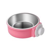 POPETPOP Pet Stainless Steel Bowl Dog Feeding Water Round Easy-clean Hanging Cage Bowl