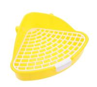 POPETPOP Pet Toilet Tray Box Three-Sided Design with Mesh Base for Rabbits and Hamsters Indoor Outdoor Potty Training 9.84X7.48X3.94 Inch