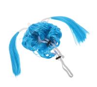 POPETPOP Pet Wig for Dogs and Cats Dual Ponytail Blue Hairpiece Medium Breed Costume Accessory for Halloween Party Dress-up