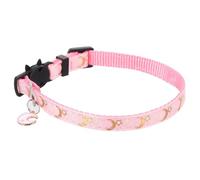 POPETPOP Pink Microfiber Cat Collar with Star and Moon Pendant, Cozy and Breathable Kitten Safety Collar for Daily Wear and Weddings, Chic Design for Pet Cats