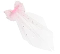 POPETPOP Pink Pearl Bow Hairpin for Elegant Gauze Veil Hair Accessories that Stay on Head, for Weddings and Dances, Beautiful Bridal Headdress Hair Clip