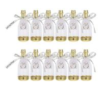 POPETPOP Plastic Candy Favor Containers 12Pcs Mini Bottles with Ribbon, Large Capacity, Assorted Colours, for Birthday and Wedding Party Treats