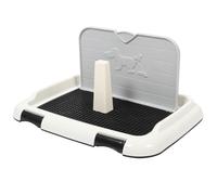 POPETPOP Plastic Dog Toilet Tray for Puppy and Small to Medium Dogs, Anti-slip Design with Pee Baffle, Easily Disassembled for Cleaning, for Indoor Use in Kitchen or Office