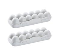 POPETPOP Plastic Egg Storage Box Stackable Design with 12-grids 2pcs and Strong Thick Lid Preventing Egg Collision and Breaking for Home Use